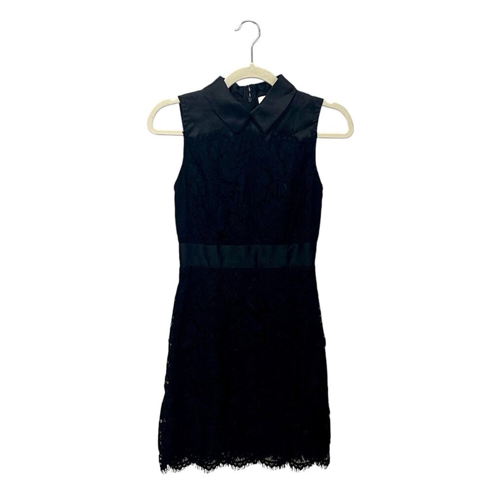 Kate Spade Black Floral Lace Satin A-Line Dress Peter Pan Collar Pointe Size 00